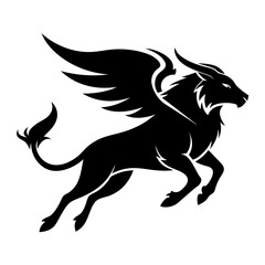 Soaring Tusk vector clean black silhouette design white background