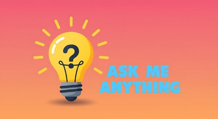 Fototapeta premium Conceptual lightbulb with question mark and text for ideas and inquiries