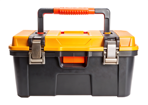  A Tool Box With Double Handles and a Durable Grip isolated on white background ,PNG. AI Generated
