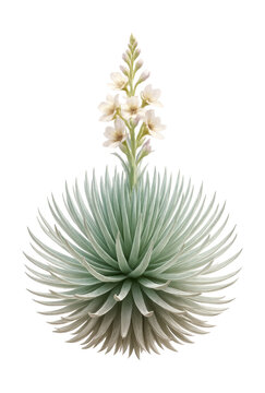 Silversword rosette featuring silvery leaves and a central flowering stalk.
