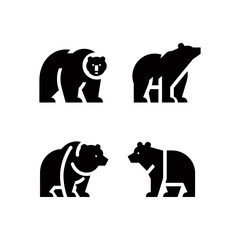 Minimalist Bear Icon Set Bold Symbolic Representations