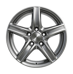 Obraz premium Five-spoke alloy wheel rim featuring a polished metallic surface.