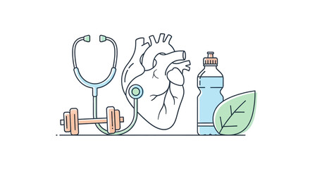 Healthy Lifestyle Medical Symbols and Wellness Elements for a Vibrant and Active Life