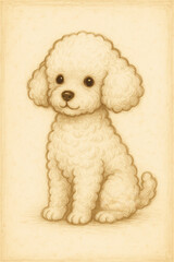 adorable poodle dog pencil drawing on beige paper classic pet sketch illustration animal art concept