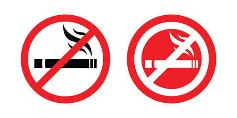 No Smoking Sign Vector. Red Circle Prohibition Symbol