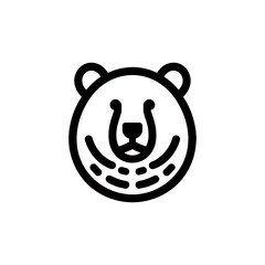 Whimsical Bear Head Vector Icon with Minimalist Design