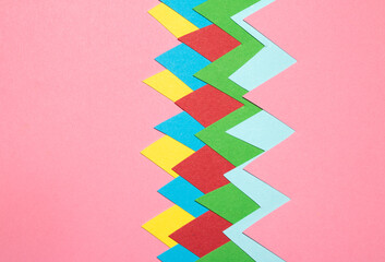 Simple Paper Card Primary Colour Triangle Mountains Jagged  Geometric Shapes in Multicolour Rainbow...