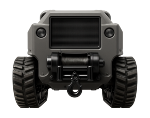 Compact crawler transporter featuring a front winch and safety grille.