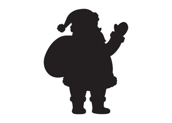 santa claus logo silhouette vector, christmas santa claus vector illustration, christmas santa claus with gift logo silhouettes vector on a white background