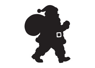 santa claus logo silhouette vector, christmas santa claus vector illustration, christmas santa claus with gift logo silhouettes vector on a white background