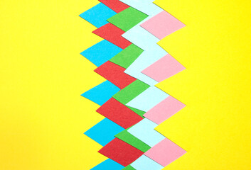Simple Paper Card Primary Colour Triangle Mountains Jagged  Geometric Shapes in Multicolour Rainbow...