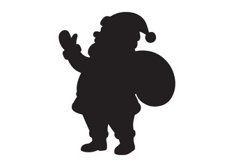 santa claus logo silhouette vector, christmas santa claus vector illustration, christmas santa claus with gift logo silhouettes vector on a white background