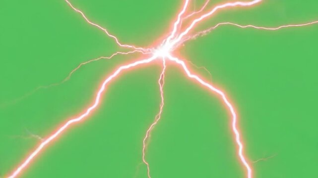Electrifying Energy: A striking visual of a radiant lightning bolt, a raw display of nature's formidable power, illuminating a vivid green backdrop.