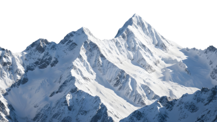 Majestic Snow-Capped Mountain Peak Isolated on Transparent PNG Background