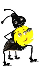 Funny black ants with symbols.