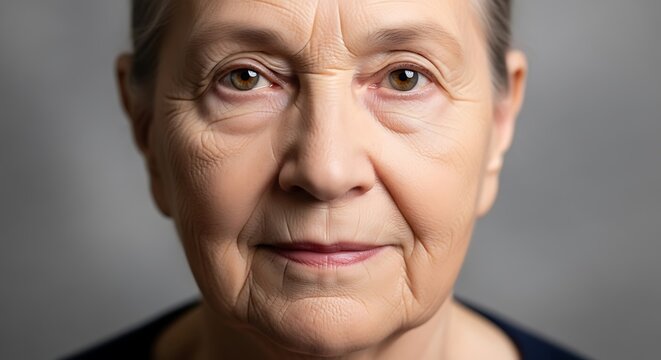 Close-up Portrait of a Senior Woman with Gentle Expression