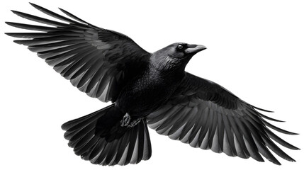 Obraz premium A black crow isolated on white background.