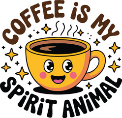 Coffee T-Shirt Design | Caffeine Lover, Coffee Cup, Beans & Typography Graphic