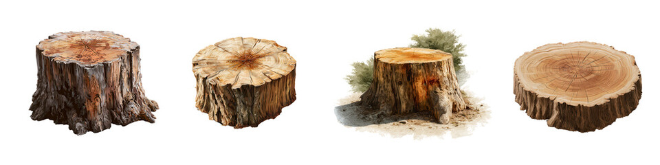 Fototapeta premium Soft Shadowed Tree Stumps in Forest Setting with Warm Tones