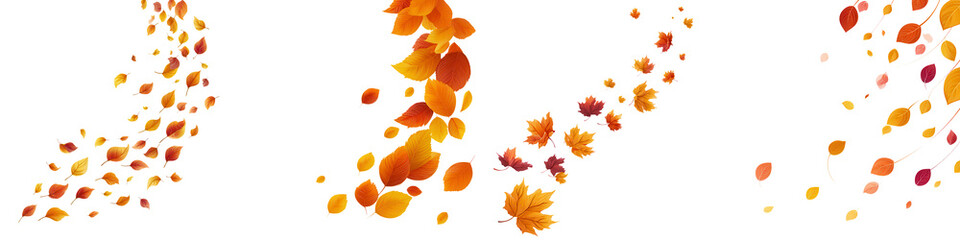 Obraz premium Autumn Leaves Floating in Air with Gentle Curve Along Path