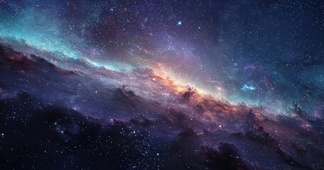 Vibrant Celestial Nebula Displaying Cosmic Dust and Brilliant Starfield in Deep Space