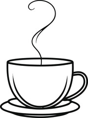 Minimal coffee cup and steam line art 1