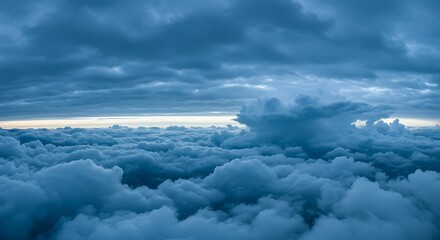 Obraz premium Dramatic cloudscape view from above atmospheric formations in vast sky