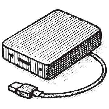 External Hard Drive Icon with USB Cable &ndash; Data Storage Vector