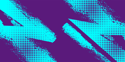 Fototapeta premium Abstract Sports Background with Blue and Purple Brush Texture and Halftone Effect. Grunge Background for Banner or Poster Design