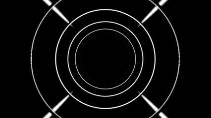 Abstract tunnel of glowing white concentric circles