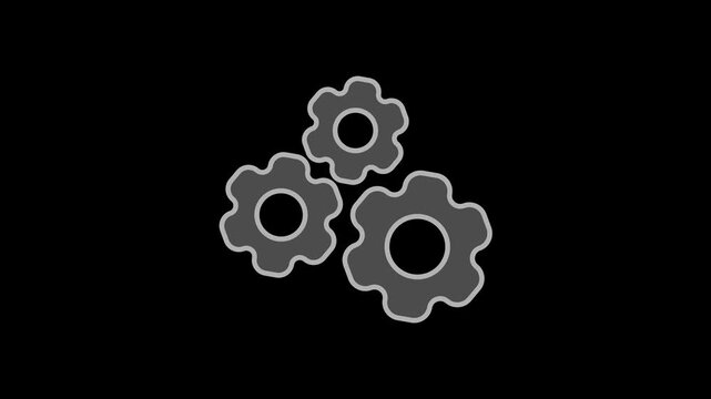 Rotating Gear Animated icon on transparent background 4k. Gear wheel icon. Gear setting icon. Rotating cog icon.
