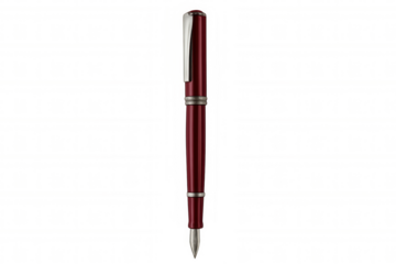 Red fountain pen with silver details, symbolizing writing, education, business, luxury, and professional communication