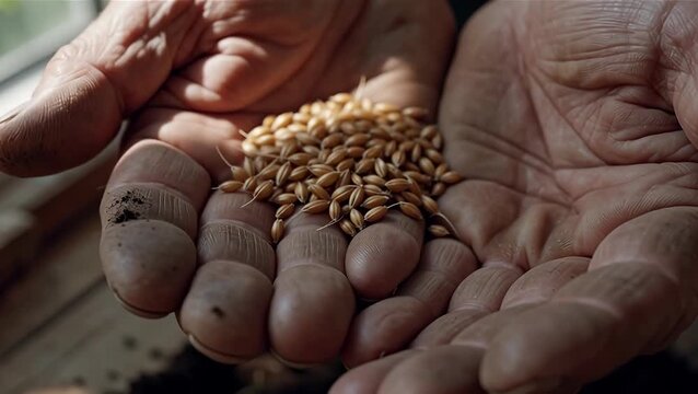 Hands Holding Healthy Seeds for Planting and Cultivation