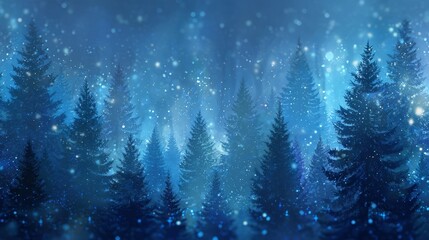 Fototapeta premium Winter landscape with snow falling in a serene forest during twilight hours