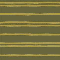 Vector abstract seamless pattern with green and beige stripes. Hand painted illustration for design, print, fabric or background.