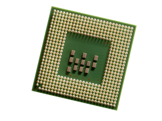 Macro Studio Shot of a CPU Wafer in a High-Tech Laboratory.A highly detailed macro shot of a CPU wafer placed in a laboratory, showcasing the intricate semiconductor design.