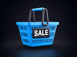 Fototapeta premium blue shopping basket with 