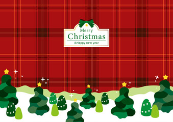 チェック柄のクリスマス背景素材