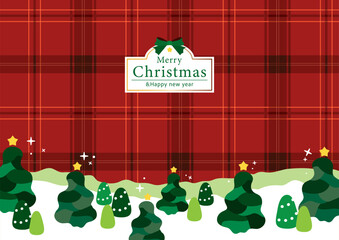 チェック柄のクリスマス背景素材