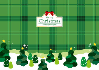 チェック柄のクリスマス背景素材