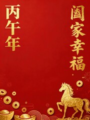 Auspicious Horses Bring Blessings for the traditional Chinese New Year background