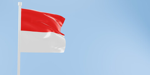 Monaco flag of silk-3D illustration. 3d render.