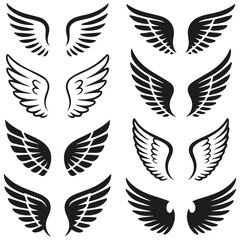 Obraz premium Elegant Wing Silhouettes Collection - Decorative Design Elements