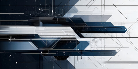 Futuristic Geometric Abstract Background with Lines and Gradients of Blue