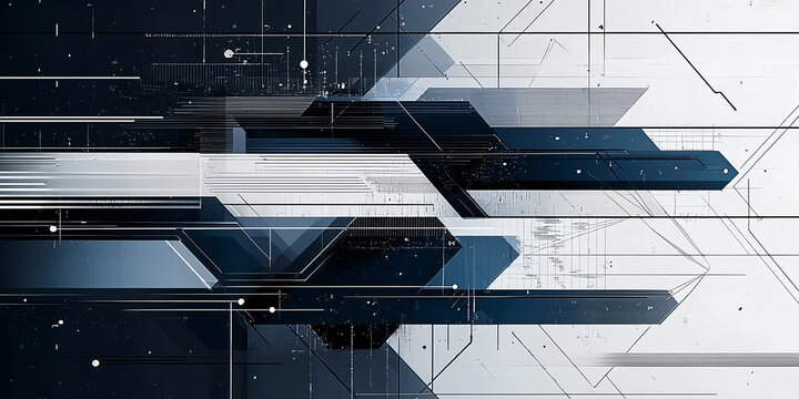 Futuristic Geometric Abstract Background with Lines and Gradients of Blue