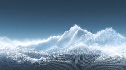 Ethereal Digital Landscape Glowing Peaks and Valleys