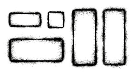 Set of black spray paint stencil frames with grunge texture. Collection of isolated rectangular graffiti borders made with aerosol spray. Vector element © Hussnain