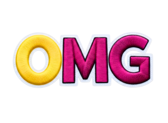 Omg text in an oval shape isolated on transparent background