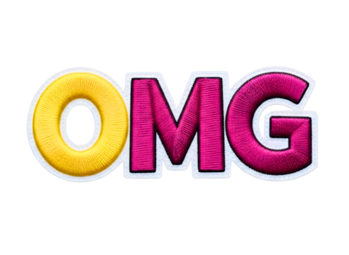 Omg text in an oval shape isolated on transparent background