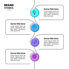 Fototapeta na wymiar Infographics template. Vertical line with circles and 4 steps